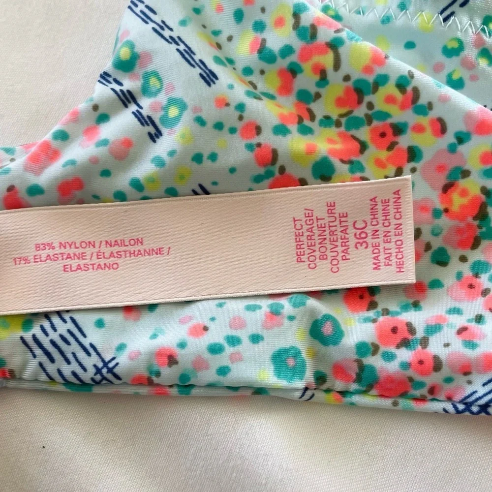 Victoria’s Secret Women’s Perfect Coverage Floral Print Bra Blue and Pink 36C